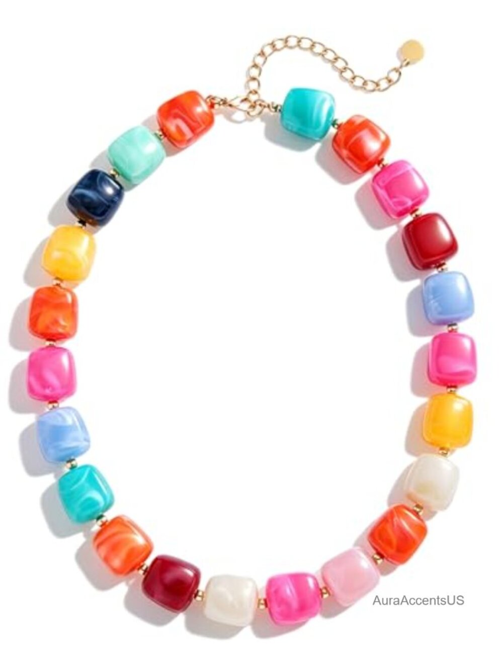 Chunky Beaded Necklace Boho Statement Choker Trendy Acrylic Resin Jewelry